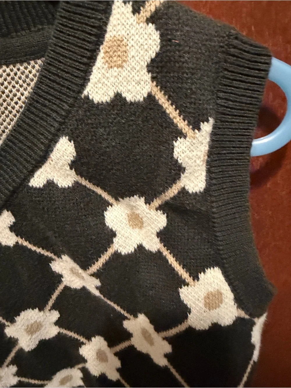 Girl's Black Floral Sweater Vest